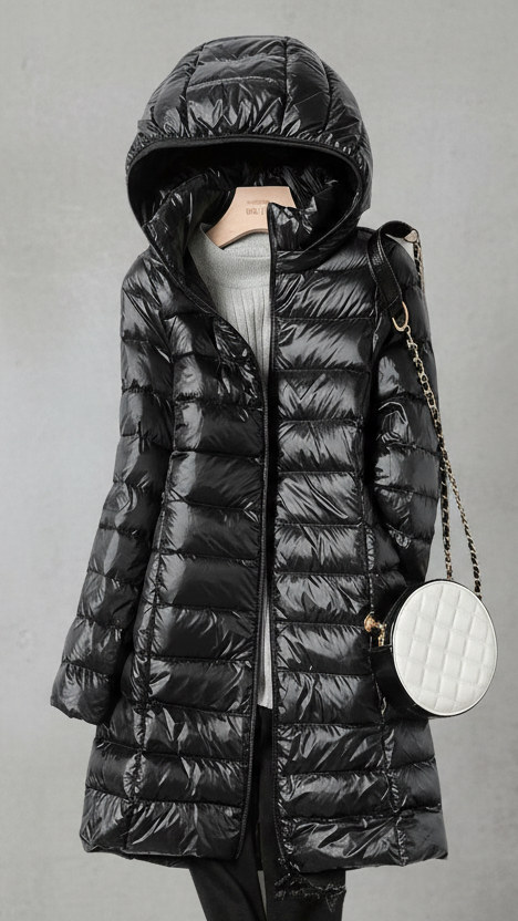 ABRIGO ACOLCHADO LARGO CON CAPUCHA