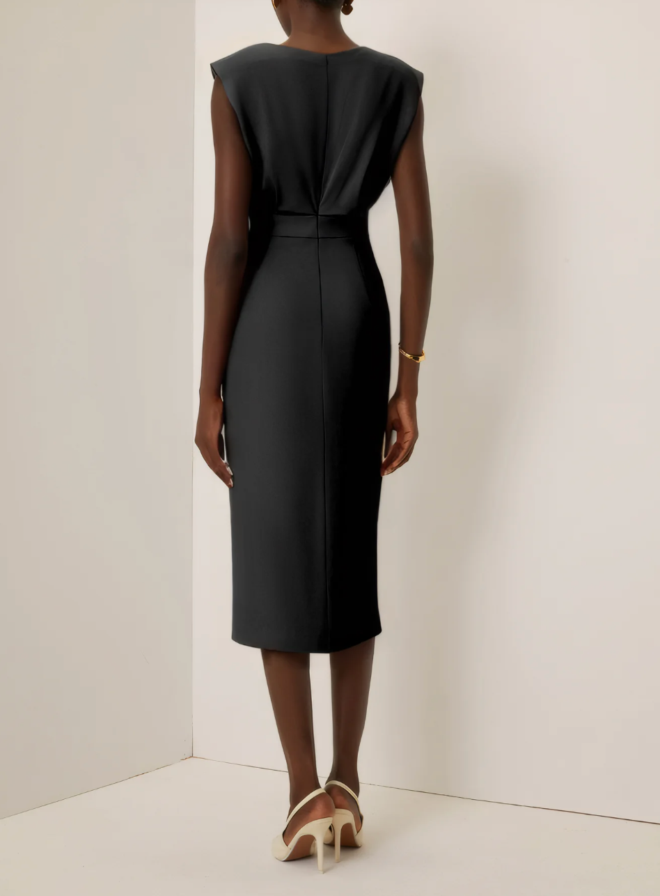 VESTIDO MIDI BLANCO ELEGANTE CON BOTONES