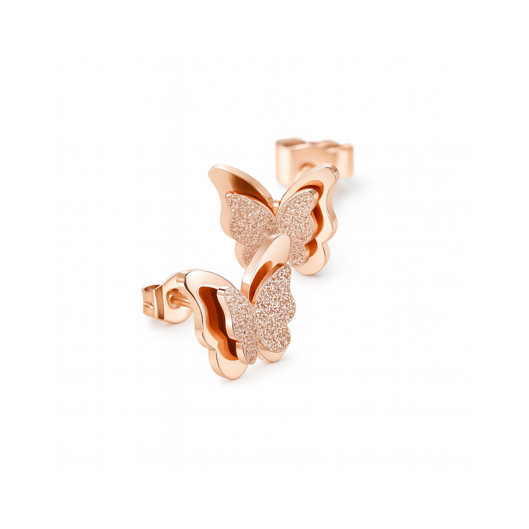 PENDIENTES VALENTINA ROCHE MARIPOSA ROSADA CON CIRCONITAS