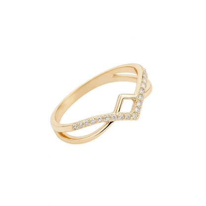 ANILLO VALENTINA ROCHE DORADO GEOMÉTRICO CON CIRCONITAS