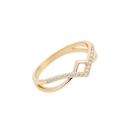 ANILLO VALENTINA ROCHE DORADO GEOMÉTRICO CON CIRCONITAS