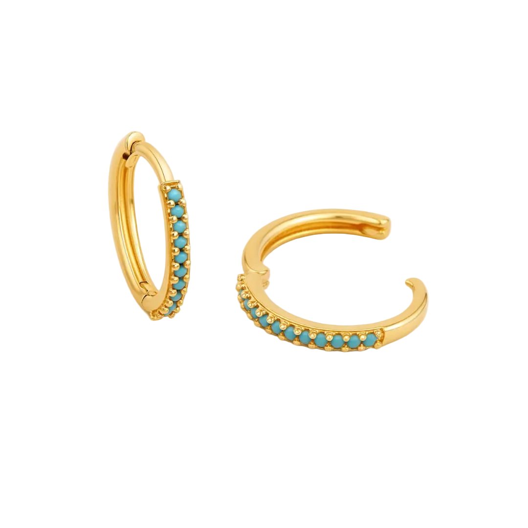 PENDIENTES VALENTINA ROCHE ARO ABIERTO CON CIRCONITAS TURQUESA