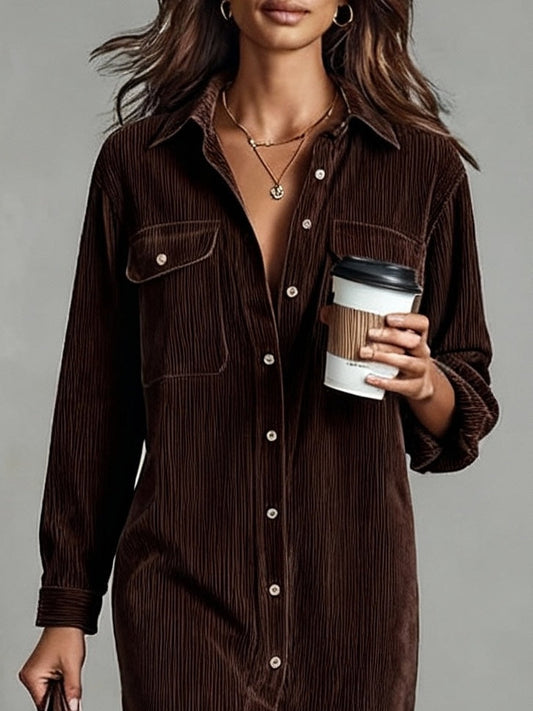 VESTIDO CORDUROY CHOCOLATE MIDI