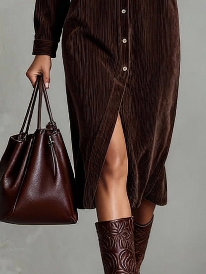 VESTIDO CORDUROY CHOCOLATE MIDI