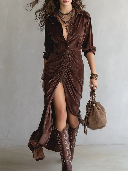 VESTIDO VINTARA CHOCOLATE MIDI
