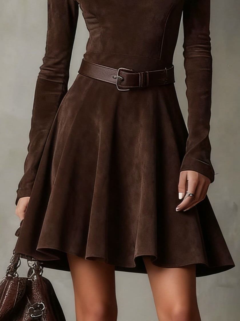 VESTIDO SUEDE CHOCOLATE VINTAGE