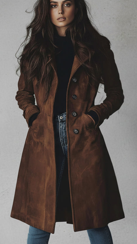 ABRIGO LARGO EFECTO ANTE ESTILO ELEGANTE