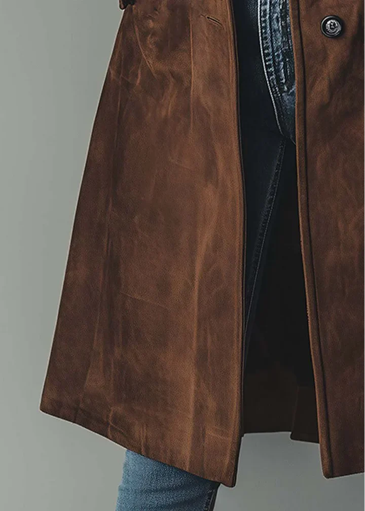 ABRIGO LARGO EFECTO ANTE ESTILO ELEGANTE