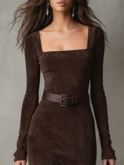 VESTIDO SUEDE CHOCOLATE ELEGANCE