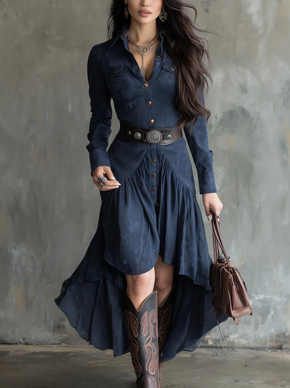 VESTIDO SUEDE NAVY WESTERN