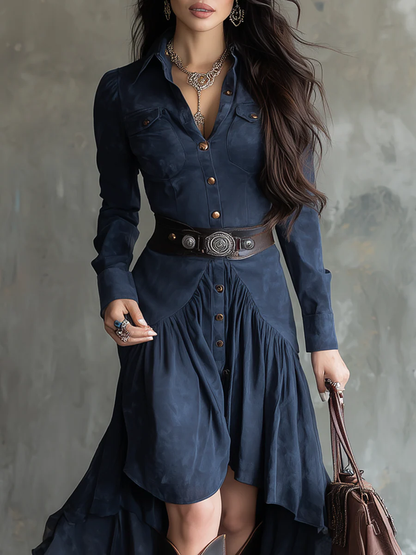 VESTIDO SUEDE NAVY WESTERN