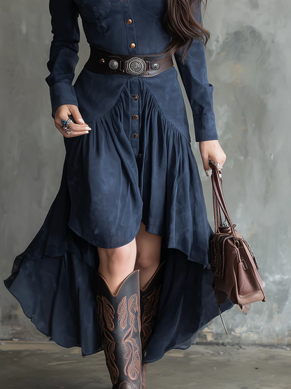 VESTIDO SUEDE NAVY WESTERN