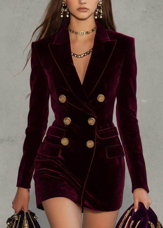 VESTIDO BLAZER DE TERCIOPELO ELEGANTE PARA MUJER