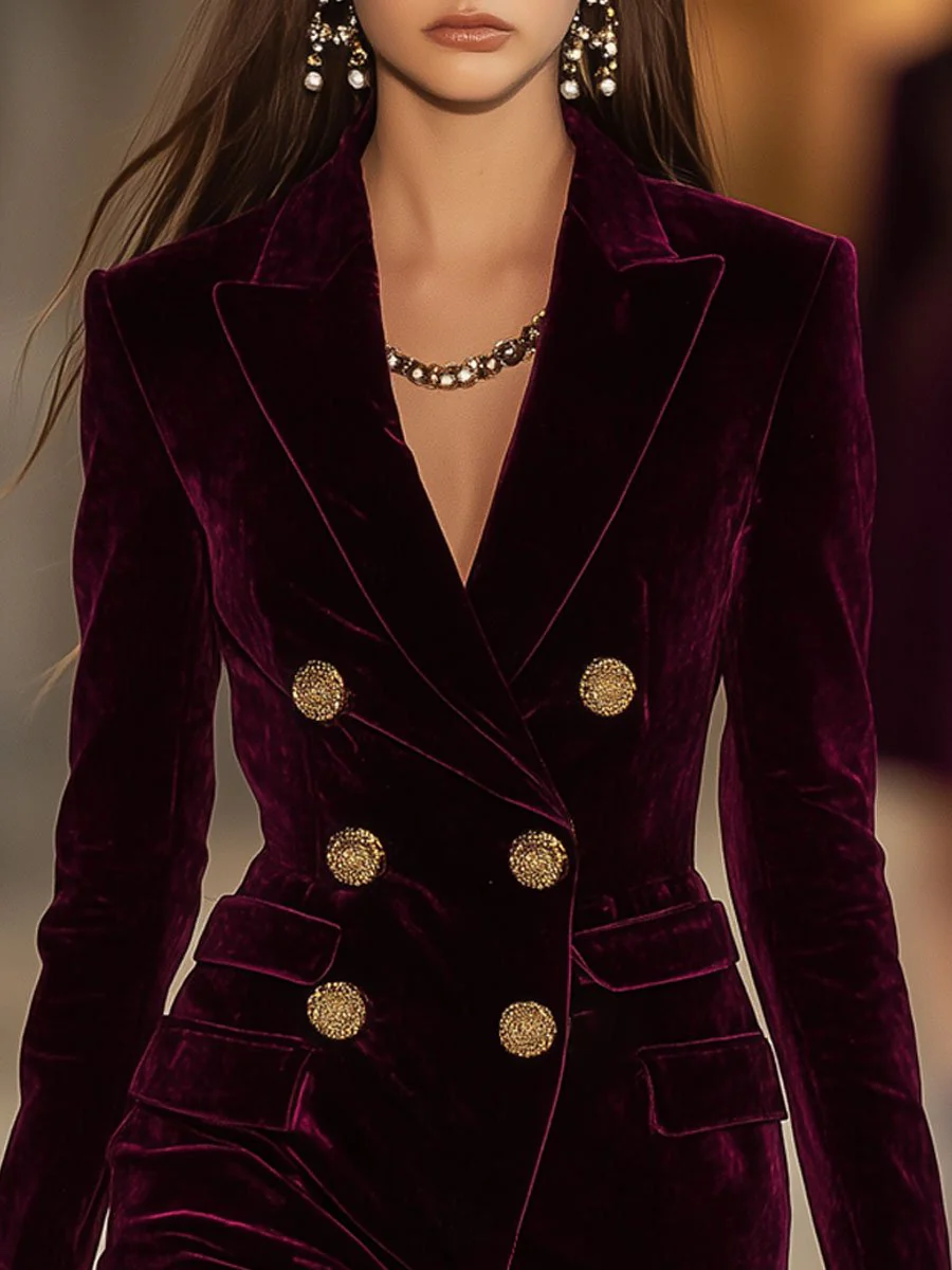 VESTIDO BLAZER DE TERCIOPELO ELEGANTE PARA MUJER