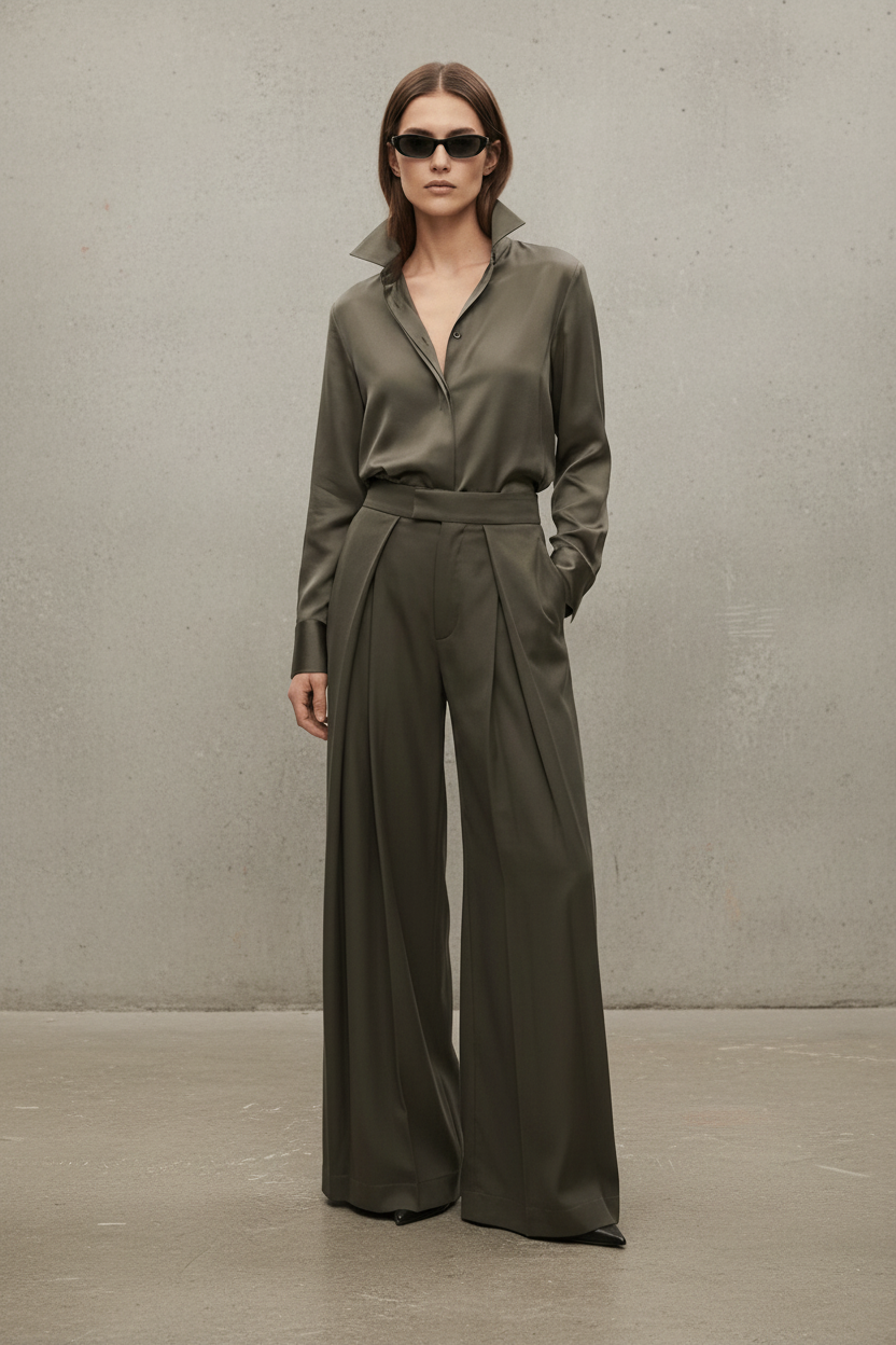 PANTALÓN FLUIDO DE TIRO ALTO ELEGANCIA RELAJADA