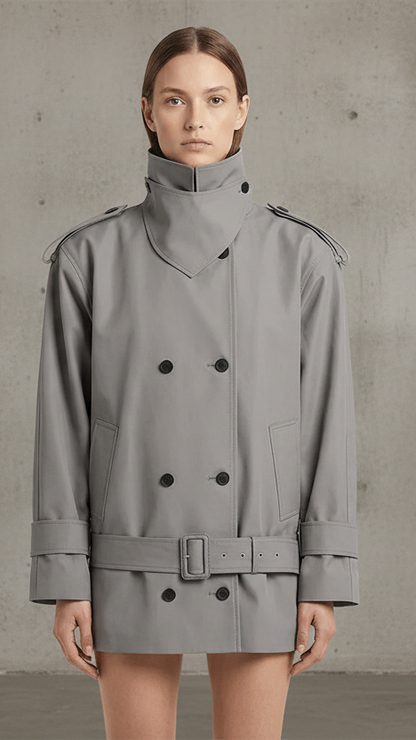 TRENCH DOBLE BOTONADURA CORTE AMPLIO URBANO