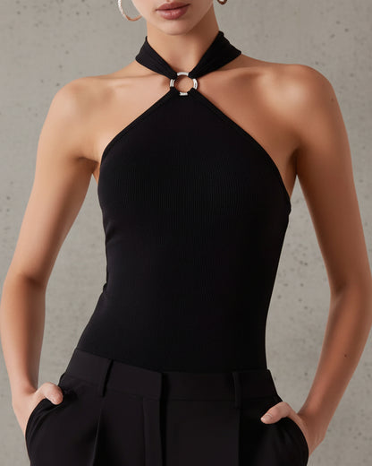 TOP VALENTINA ROCHE HALTER NOIRÉ