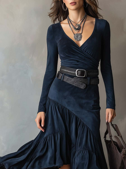 VESTIDO SIERRA NAVY WRAP
