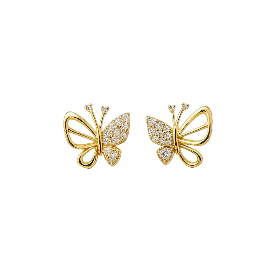 PENDIENTES VALENTINA ROCHE MARIPOSA DORADOS CON CIRCONITAS