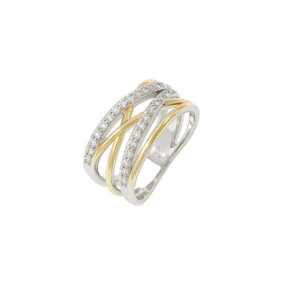 ANILLO VALENTINA ROCHE TRIPLE ARO BICOLOR CON CIRCONITAS