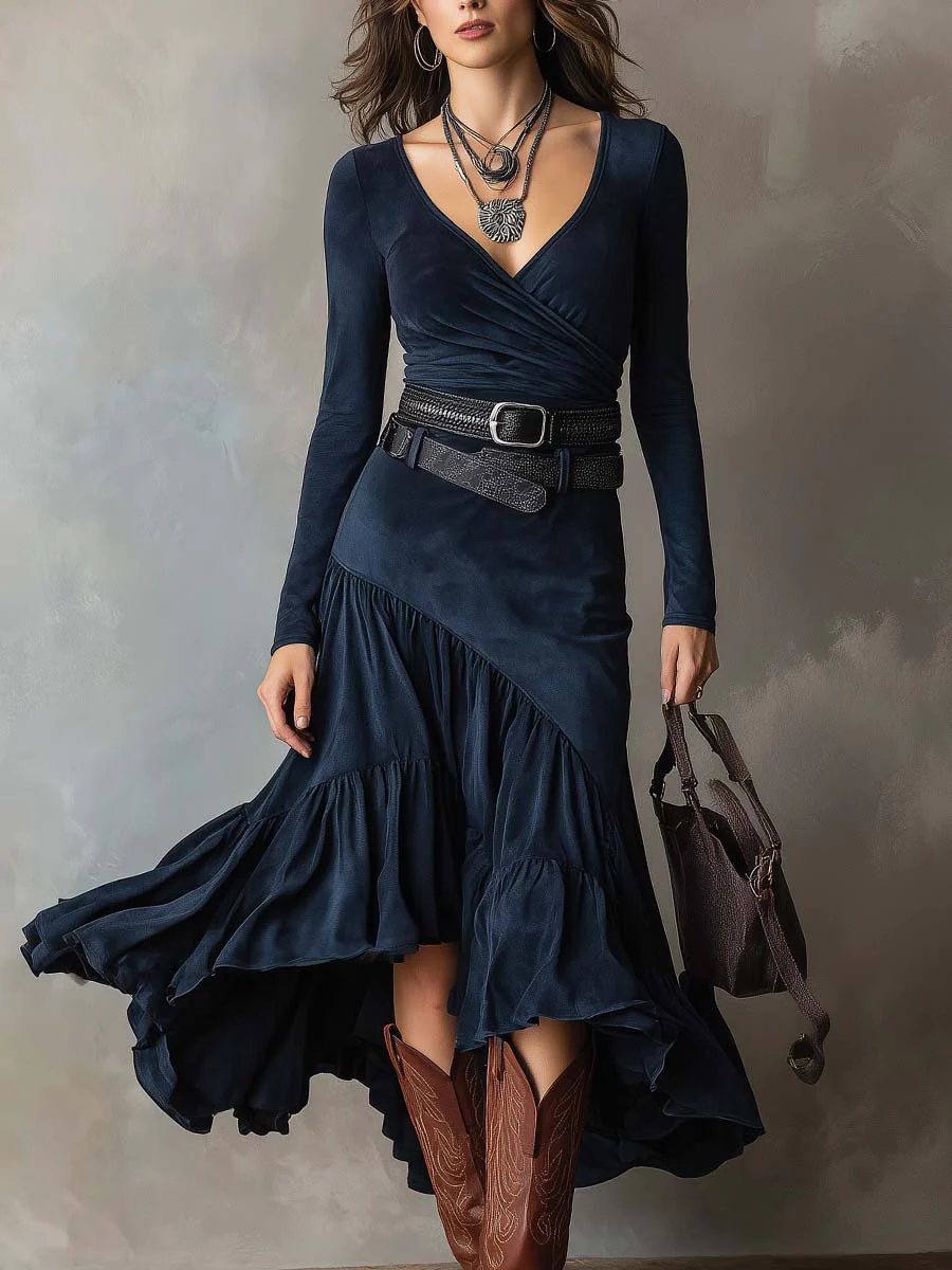 VESTIDO SIERRA NAVY WRAP