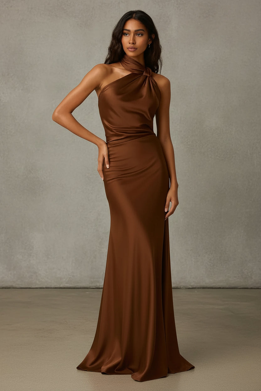 VESTIDO LARGO SATINADO DE GALA