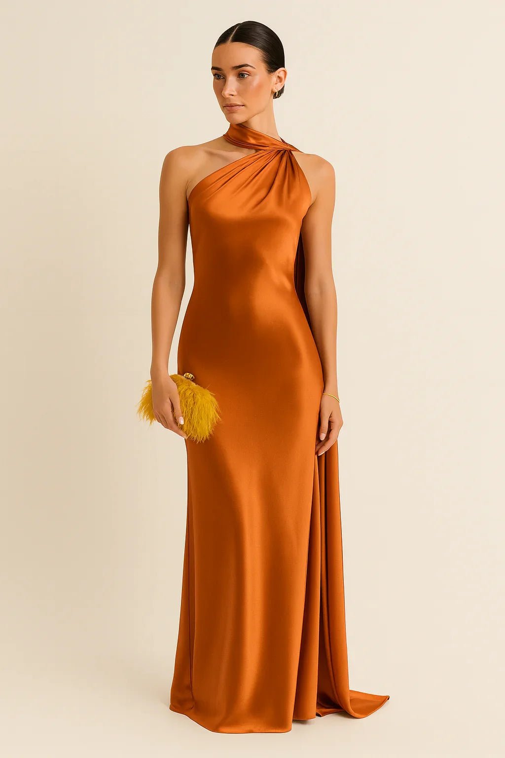 VESTIDO LARGO SATINADO DE GALA