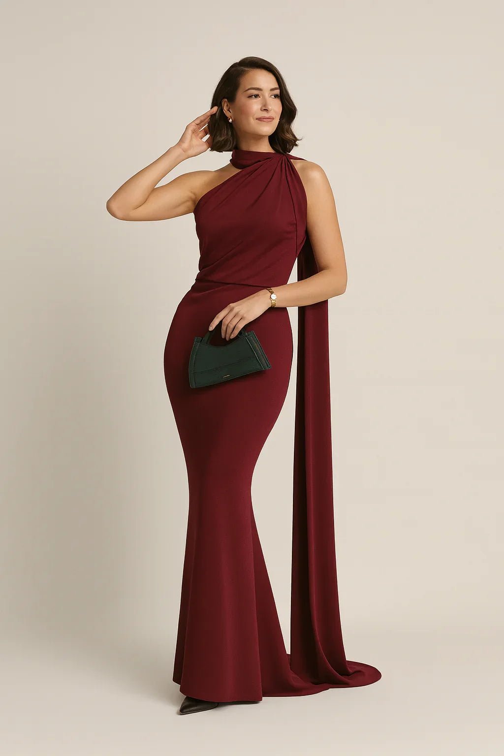 VESTIDO LARGO SATINADO DE GALA