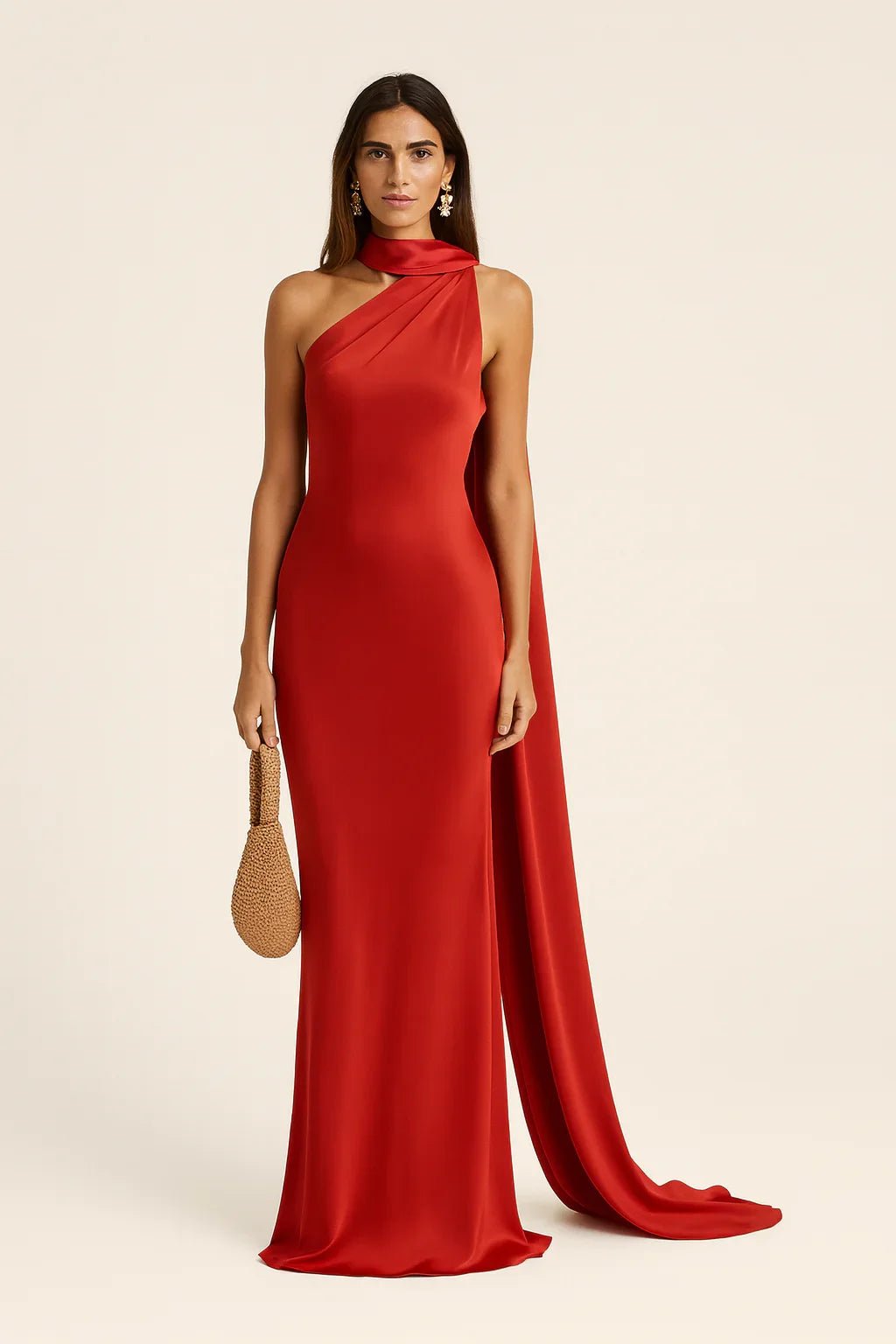 VESTIDO LARGO SATINADO DE GALA