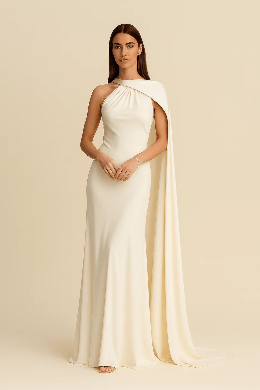 VESTIDO LARGO SATINADO DE GALA