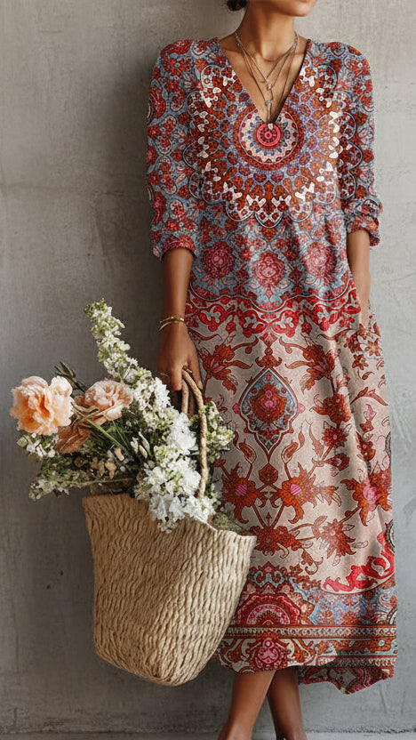VESTIDO ETHNIC CORAL