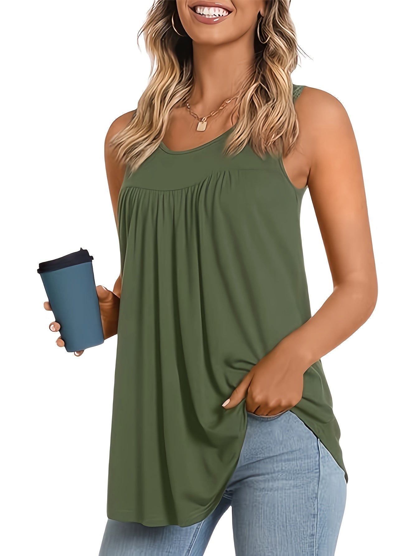 CAMISETA FLUIDA SIN MANGAS PARA MUJER