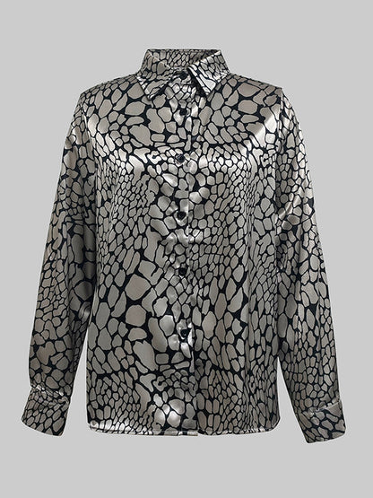 BLUSA ESTAMPADA EFECTO SERPIENTE ELEGANTE PARA MUJER