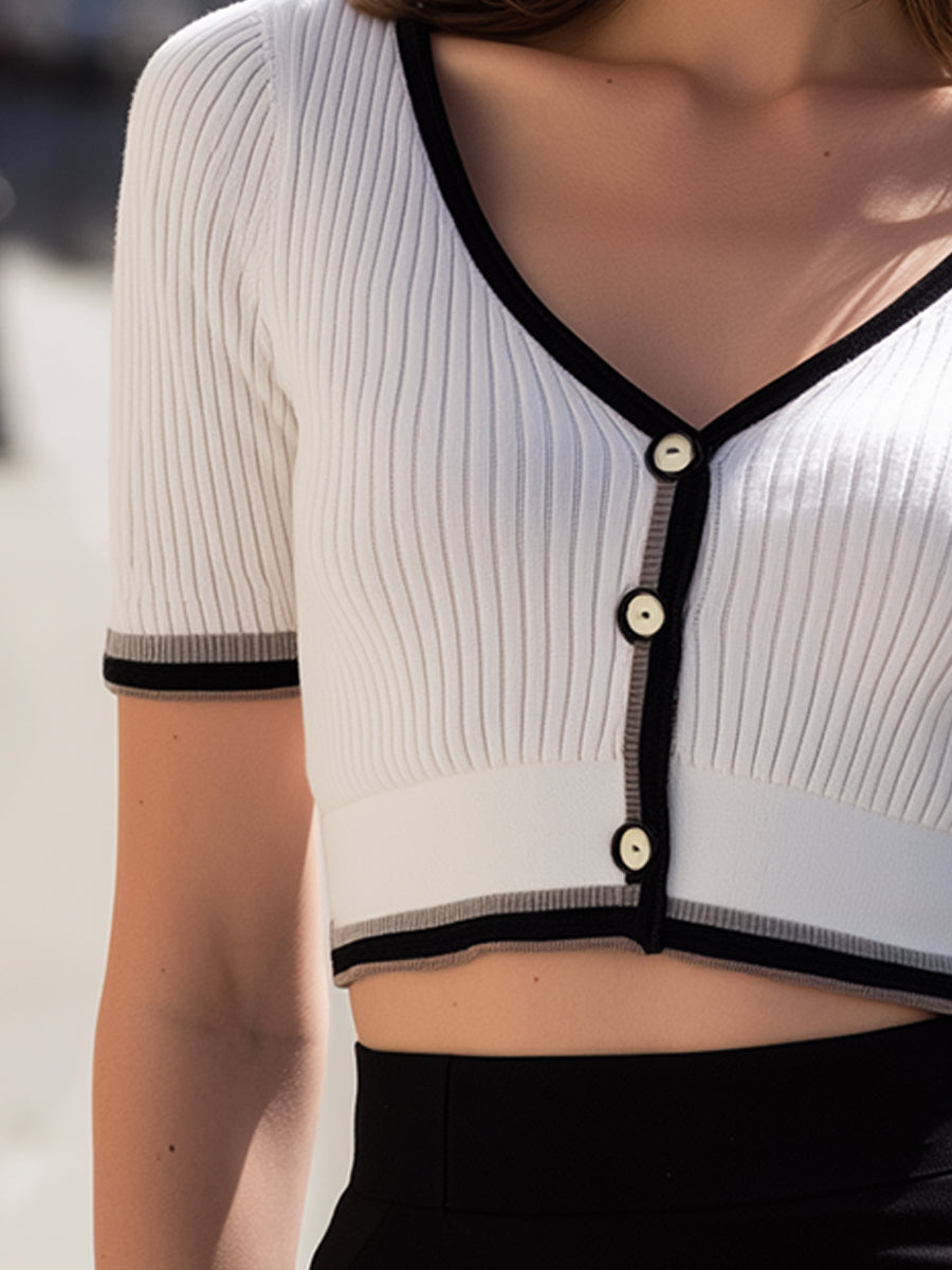 TOP VALENTINA ROCHE CONTRASTÉ RIB