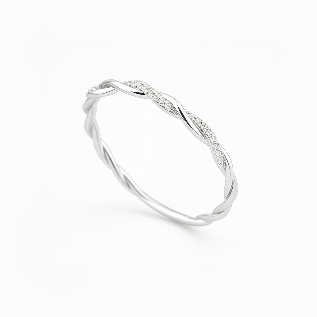 ANILLO VALENTINA ROCHE DORADO ROSADO TRENZADO CON CIRCONITAS