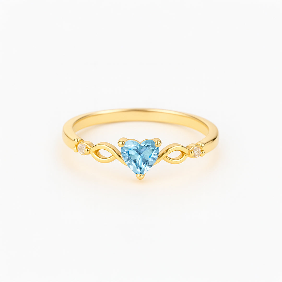 ANILLO VALENTINA ROCHE DORADO CORAZÓN CON CIRCONITA DE COLOR