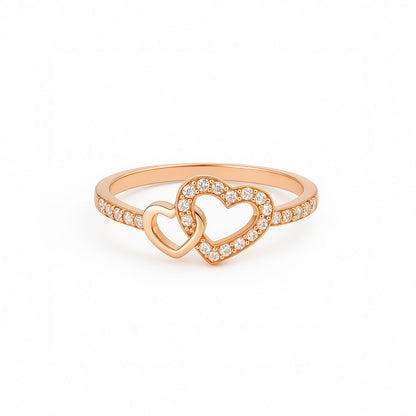 ANILLO VALENTINA ROCHE DOBLE CORAZÓN CON CIRCONITAS