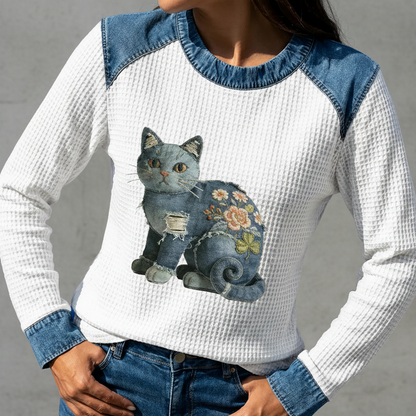 URSULA - JERSEY PATCHWORK DENIM DE ESTILO ARTÍSTICO