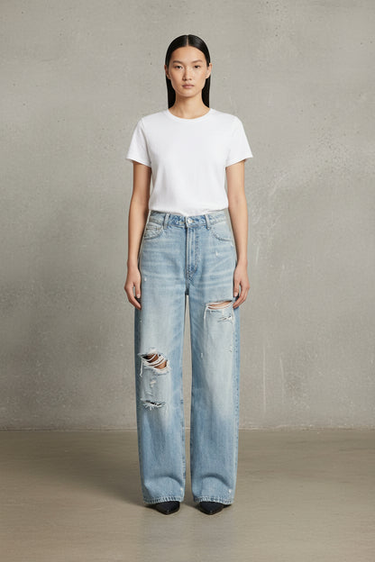 TOP PREMIUM JEANS RECTOS DENIM CLARO