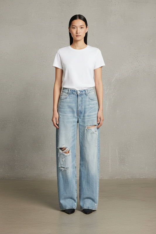 TOP PREMIUM JEANS RECTOS DENIM CLARO