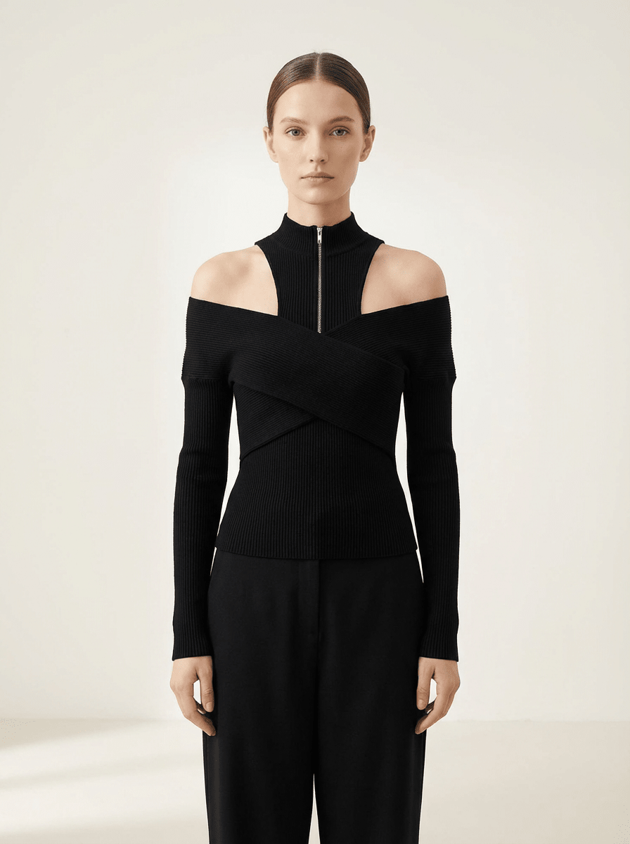 TOP PREMIUM CUELLO ALTO CON HOMBROS DESCUBIERTOS