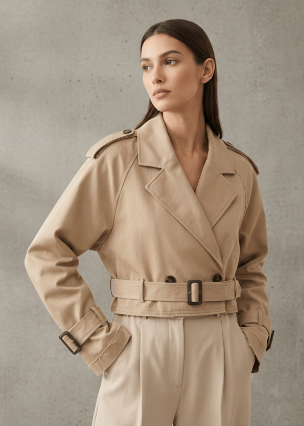 MINI TRENCH PREMIUM CORTE ESTRUCTURADO MODERNO