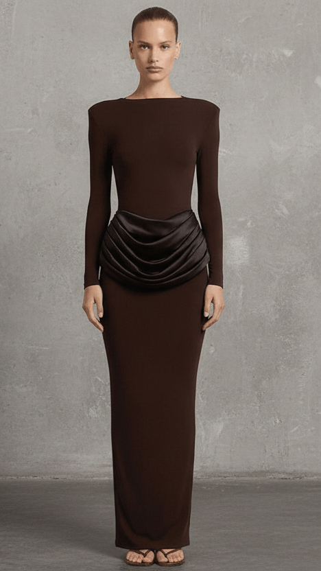 VESTIDO MAXI ESCULPIDO PREMIUM ELEGANCIA MINIMAL