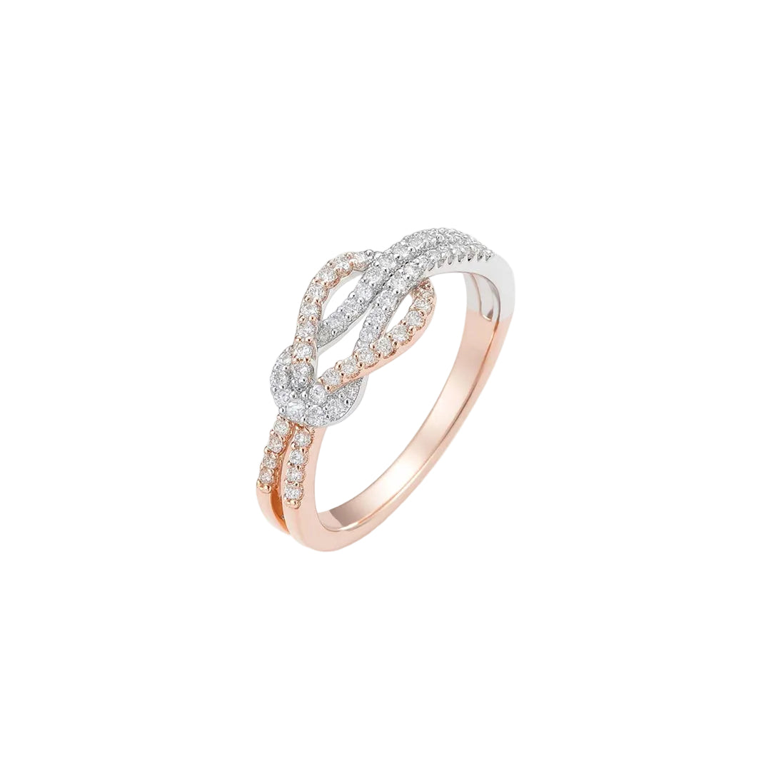 ANILLO VALENTINA ROCHE BICOLOR ENTRELAZADO CON CIRCONITAS
