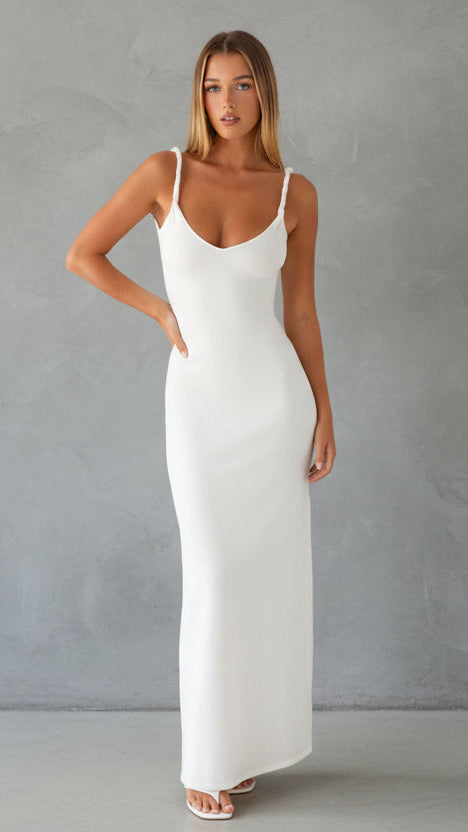 VESTIDO LARGO SATINADO DE ESPALDA ABIERTA