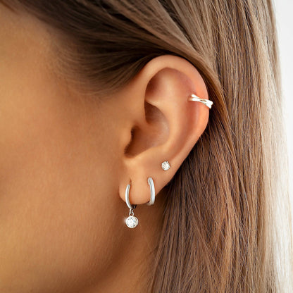 PENDIENTES VALENTINA ROCHE ARO PLATEADO CON COLGANTE DE CIRCONITA