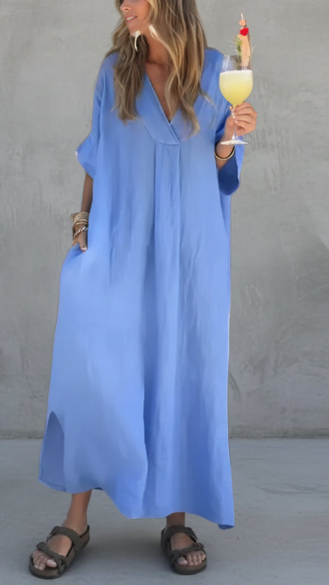 VESTIDO LARGO FLUIDO DE TIRANTES