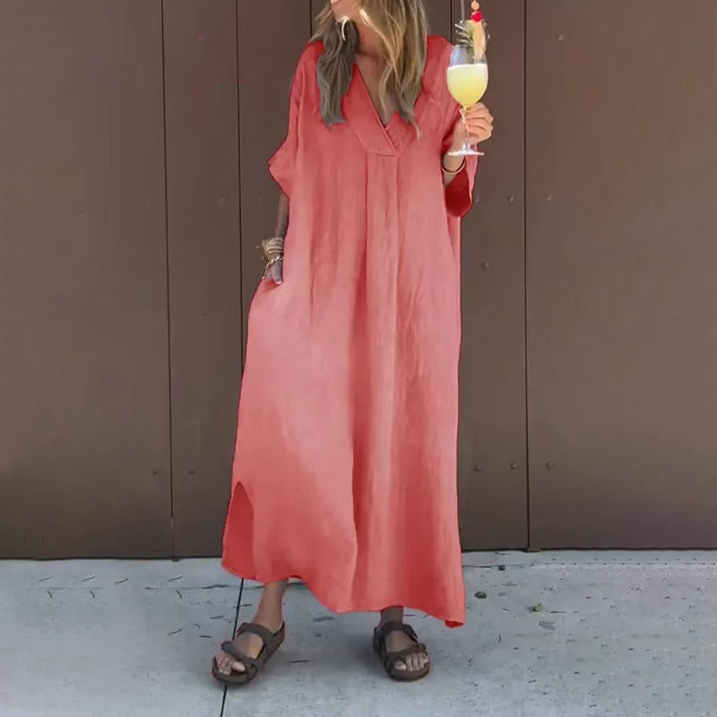 VESTIDO LARGO FLUIDO DE TIRANTES