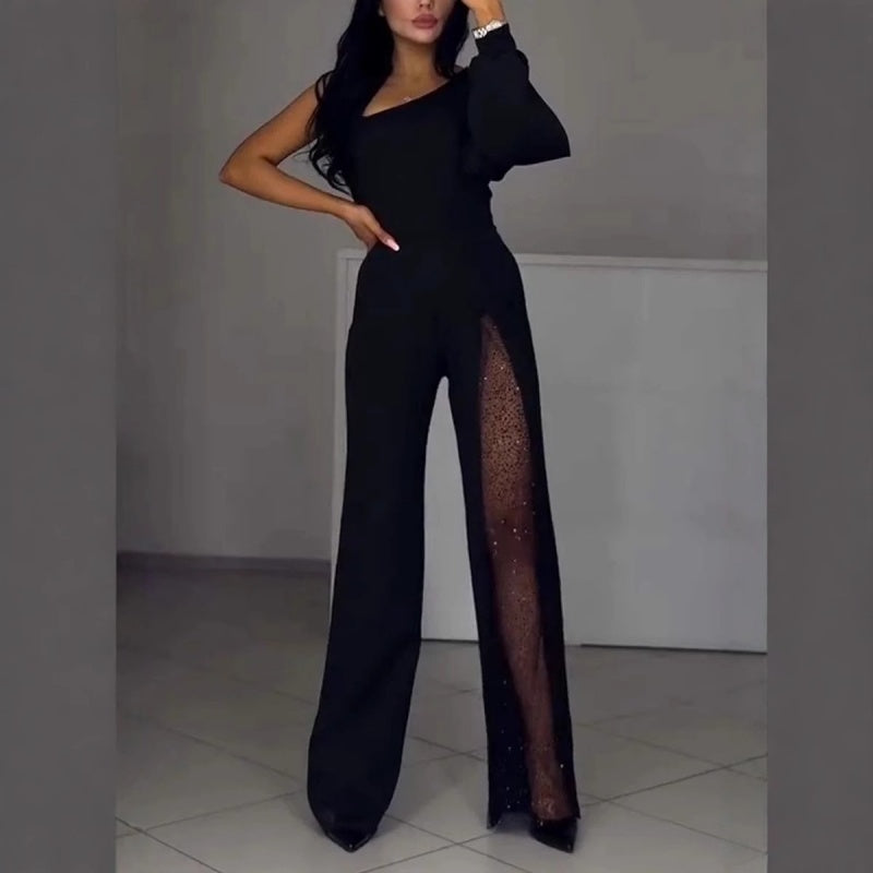 VESTIDO NEGRO DE FIESTA CON DETALLE TRANSPARENTE