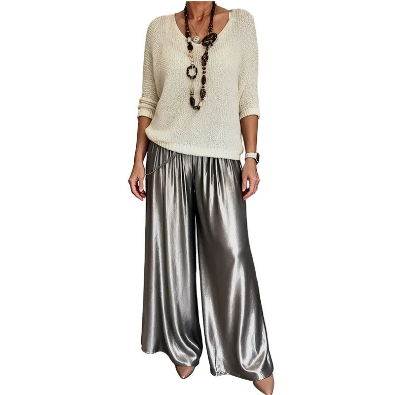 CONJUNTO FLUIDO DE PUNTO CON PANTALÓN AMPLIO